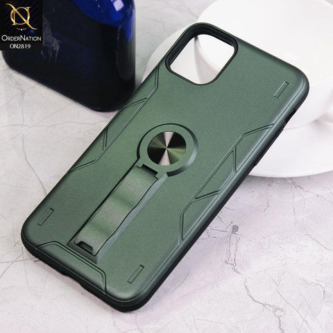 iPhone 11 Pro Max Cover - Green - 2 in 1 Hybrid Protective Case With Kick Stand
