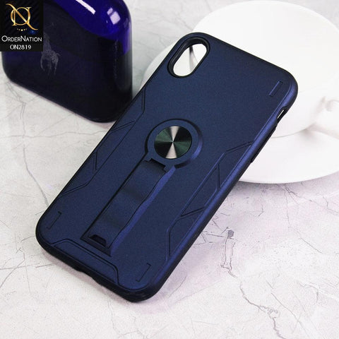 iPhone XS / X Cover - Blue - 2 in 1 Hybrid Protective Case With Kick Stand