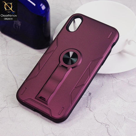 iPhone XS / X Cover - Magenta - 2 in 1 Hybrid Protective Case With Kick Stand