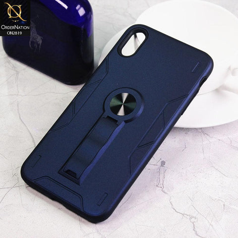 iPhone XS Max Cover - Blue - 2 in 1 Hybrid Protective Case With Kick Stand
