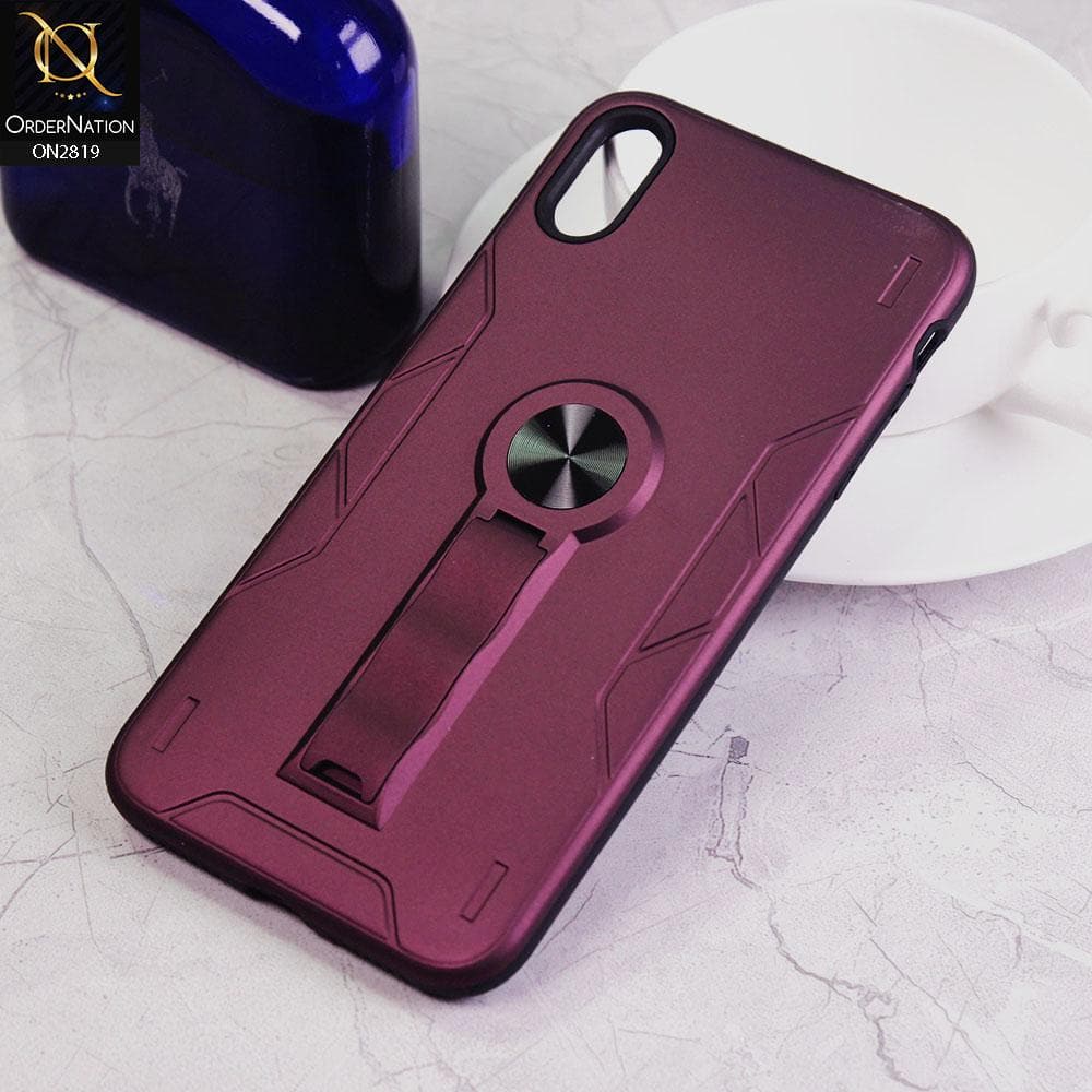 iPhone XS Max Cover - Magenta - 2 in 1 Hybrid Protective Case With Kick Stand