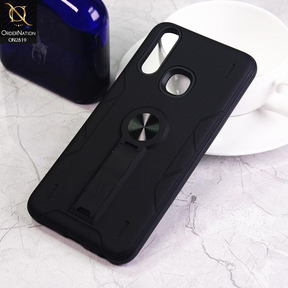Vivo Y15 Cover - Black - 2 in 1 Hybrid Protective Case With Kick Stand