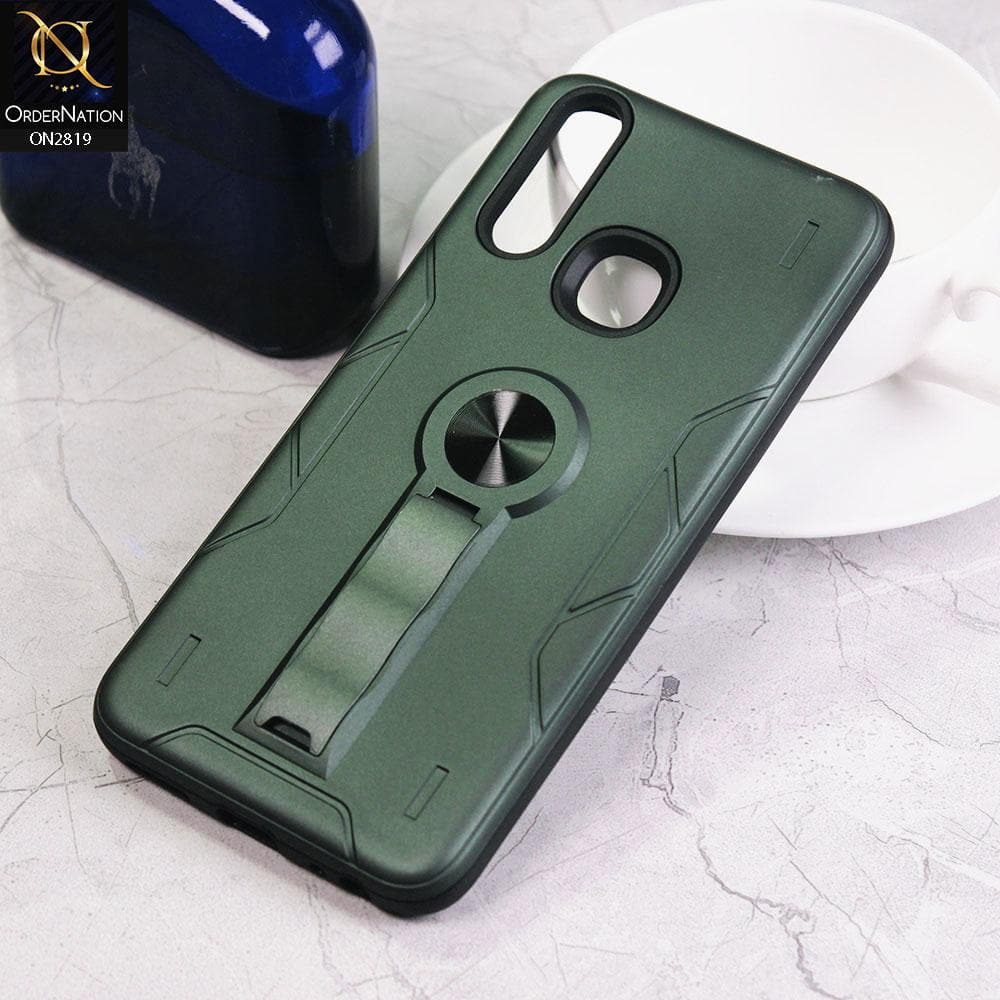 Vivo Y15 Cover - Green - 2 in 1 Hybrid Protective Case With Kick Stand