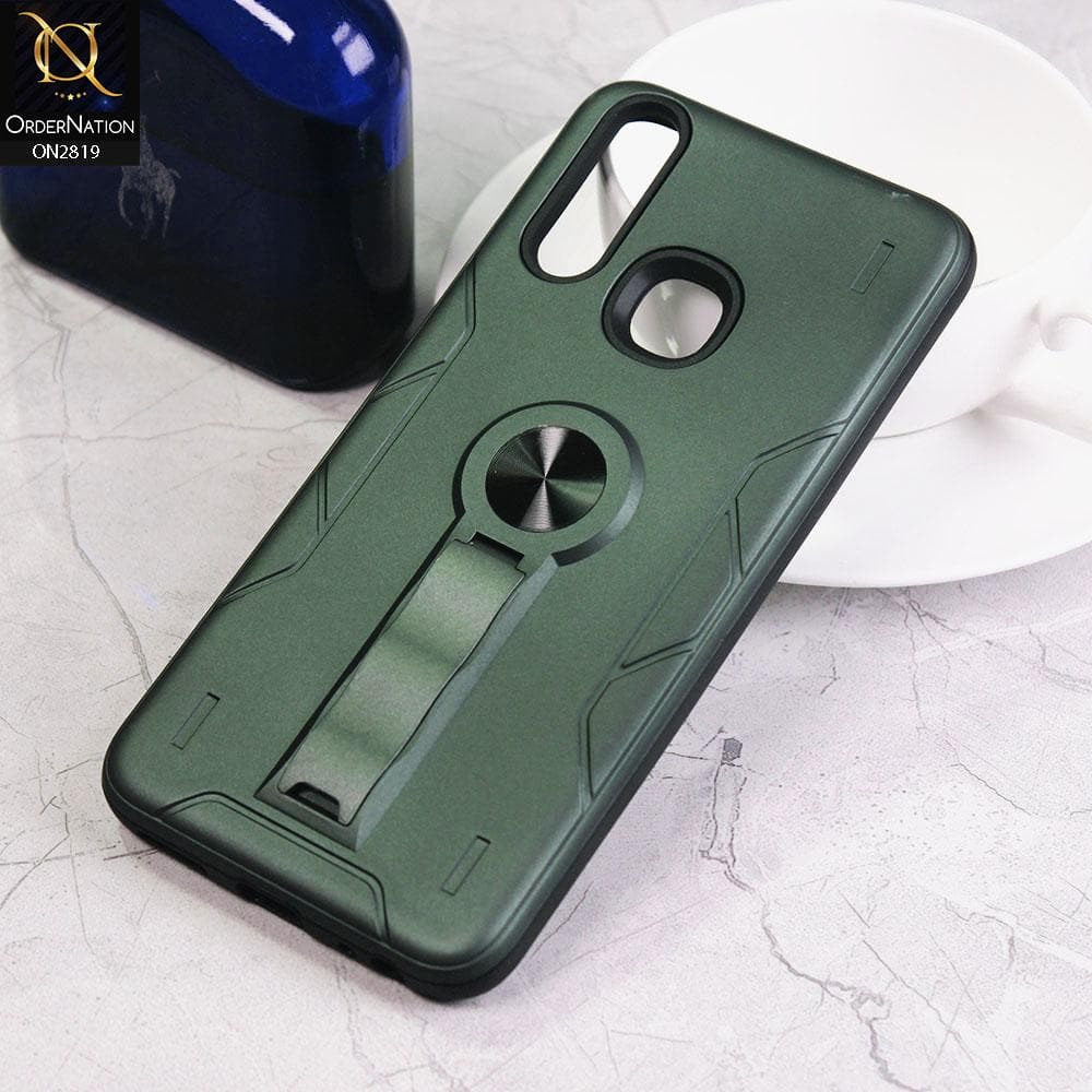 Vivo Y12 Cover - Green - 2 in 1 Hybrid Protective Case With Kick Stand