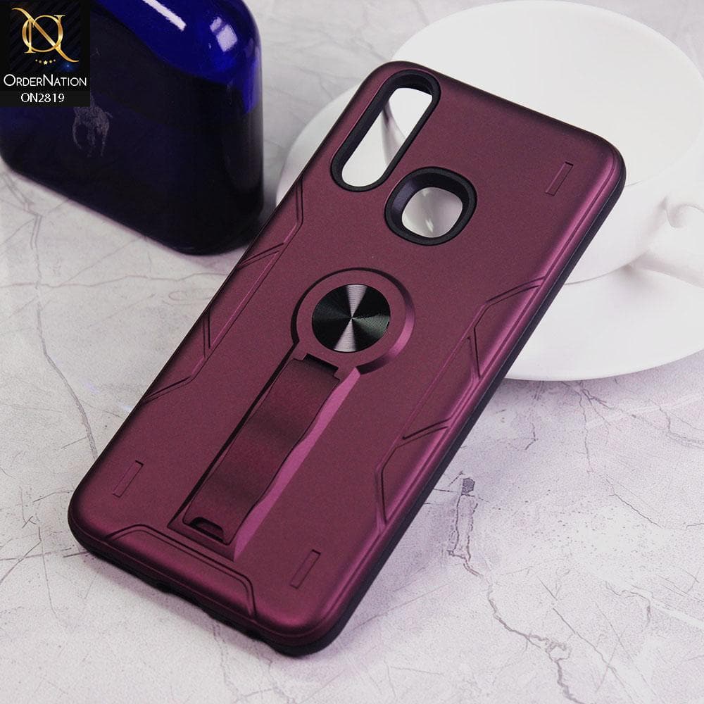 Vivo Y11 2019 Cover - Magenta - 2 in 1 Hybrid Protective Case With Kick Stand