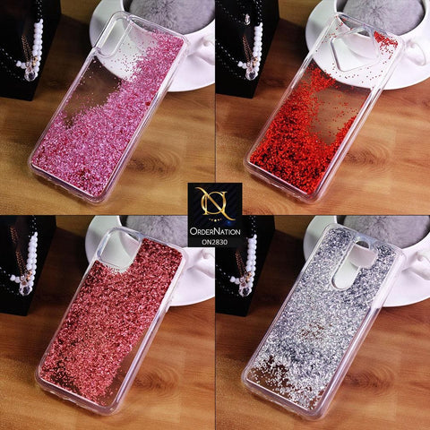 Vivo Y19 Cover - Silver - Moving Liquid Glitter Soft Border Transparent Case
