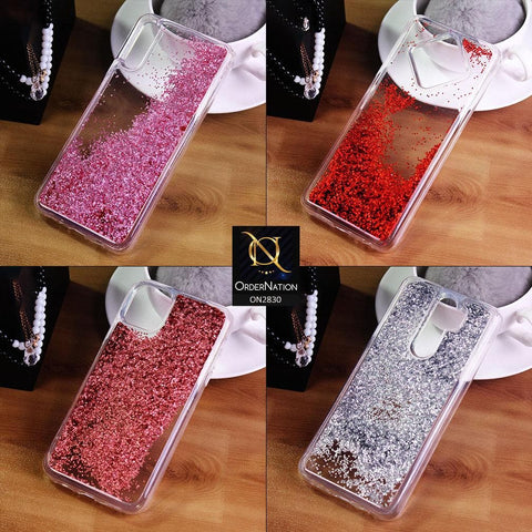 Vivo Y19 Cover - Rose Gold - Moving Liquid Glitter Soft Border Transparent Case