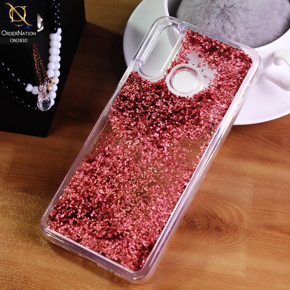 Vivo Y19 Cover - Rose Gold - Moving Liquid Glitter Soft Border Transparent Case