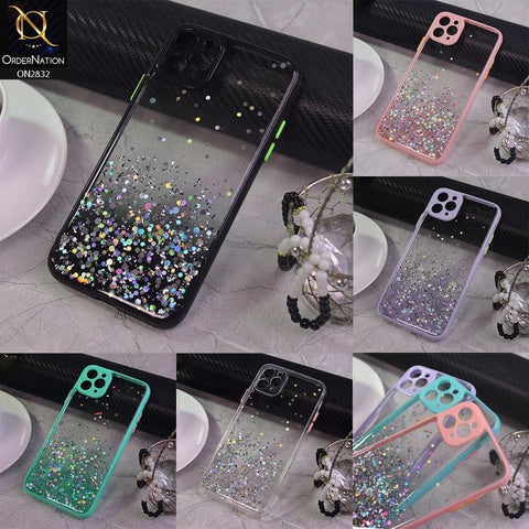 Xiaomi Redmi 9i Cover - Pink - 3D Look Silver Foil Back Shell Case - Glitter Does not Move