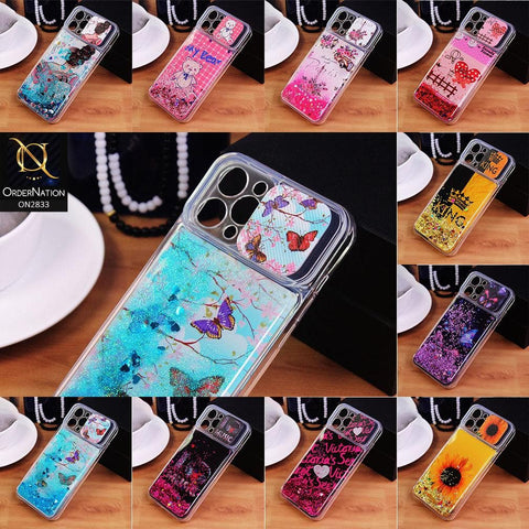 iPhone 12 Pro Max Cover - Design 15 - Moving Liquid Glitter Camera Slide Protection Case