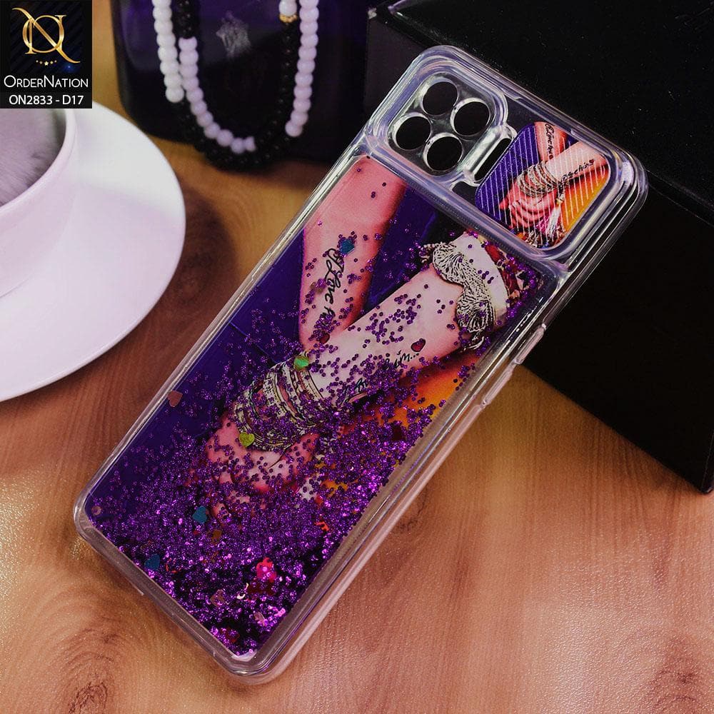 Oppo F17 Pro Cover - Design 17 - Moving Liquid Glitter Camera Slide Protection Case