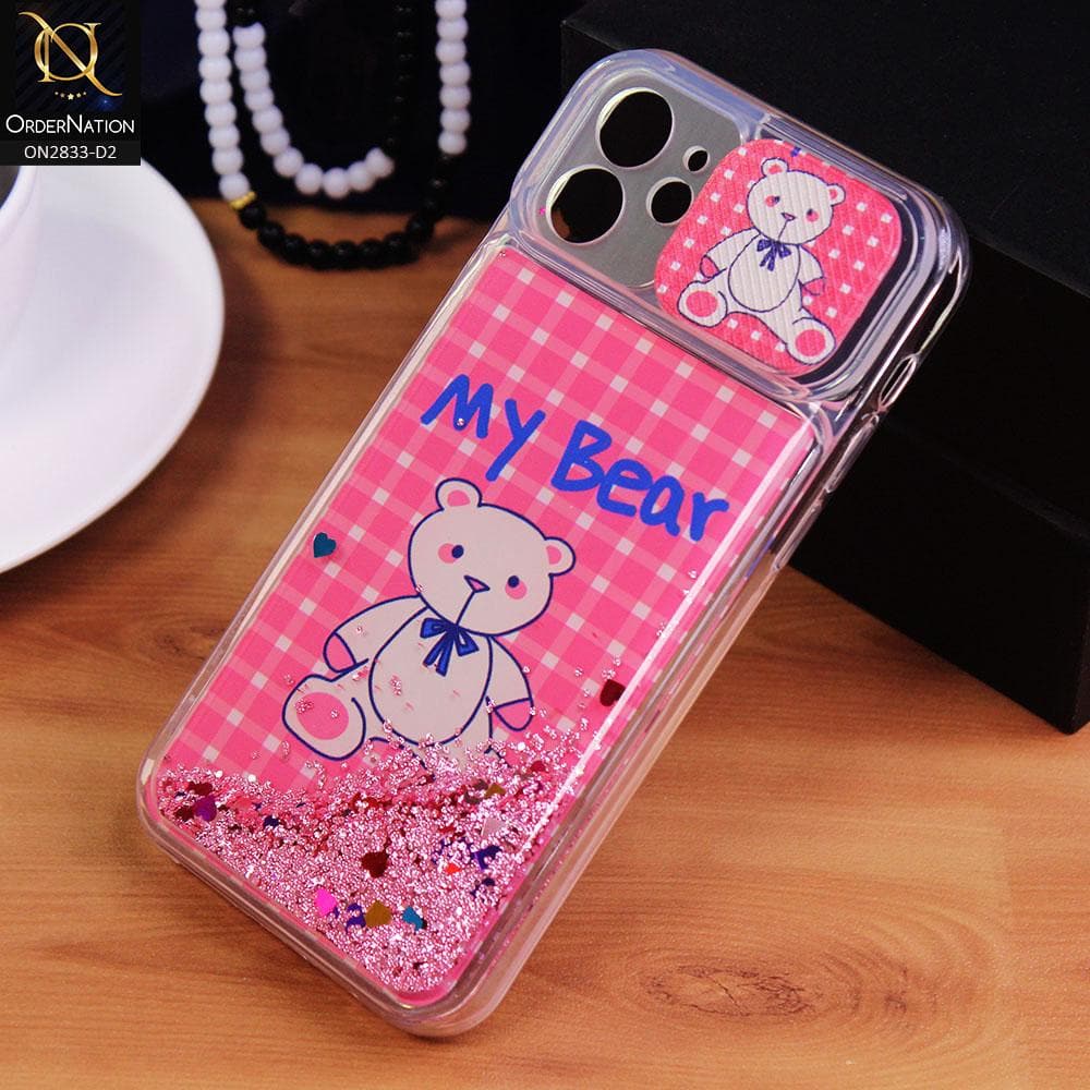iPhone 12 Cover - Design 2 - Moving Liquid Glitter Camera Slide Protection Case