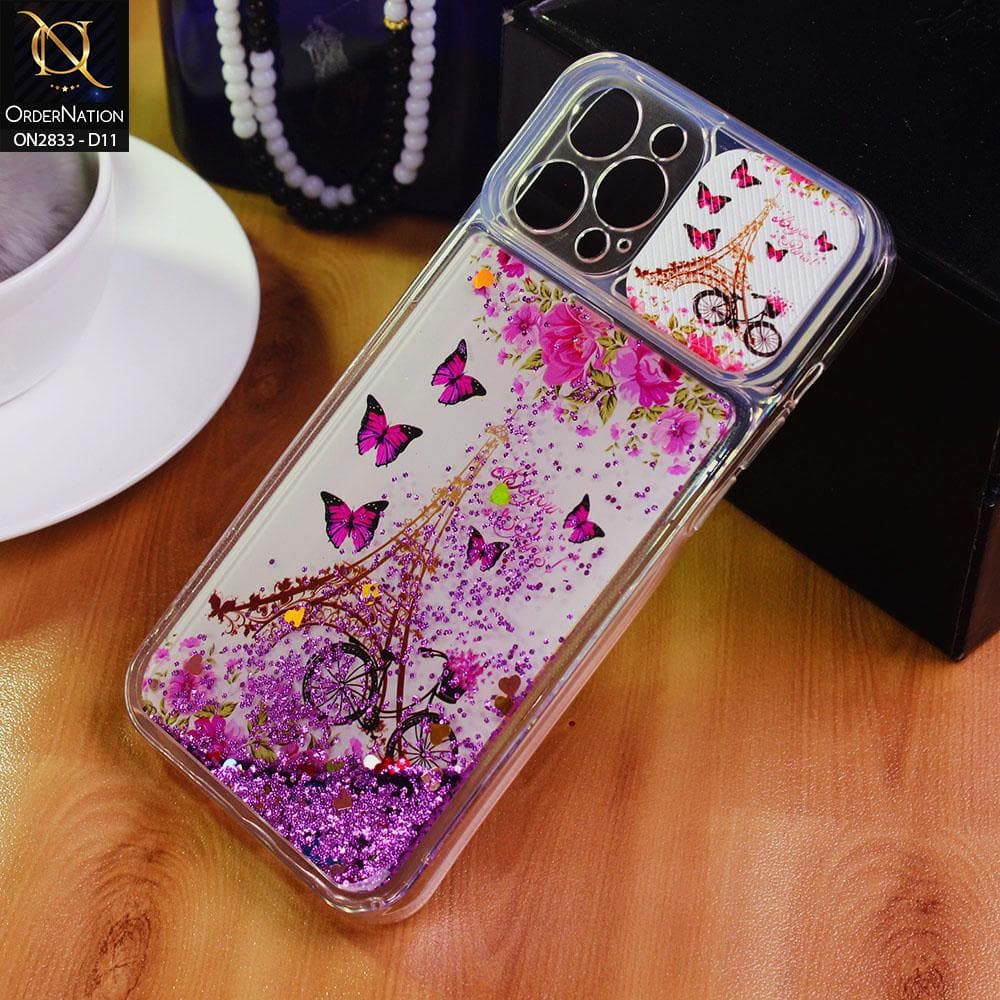 iPhone 12 Pro Max Cover - Design 11 - Moving Liquid Glitter Camera Slide Protection Case