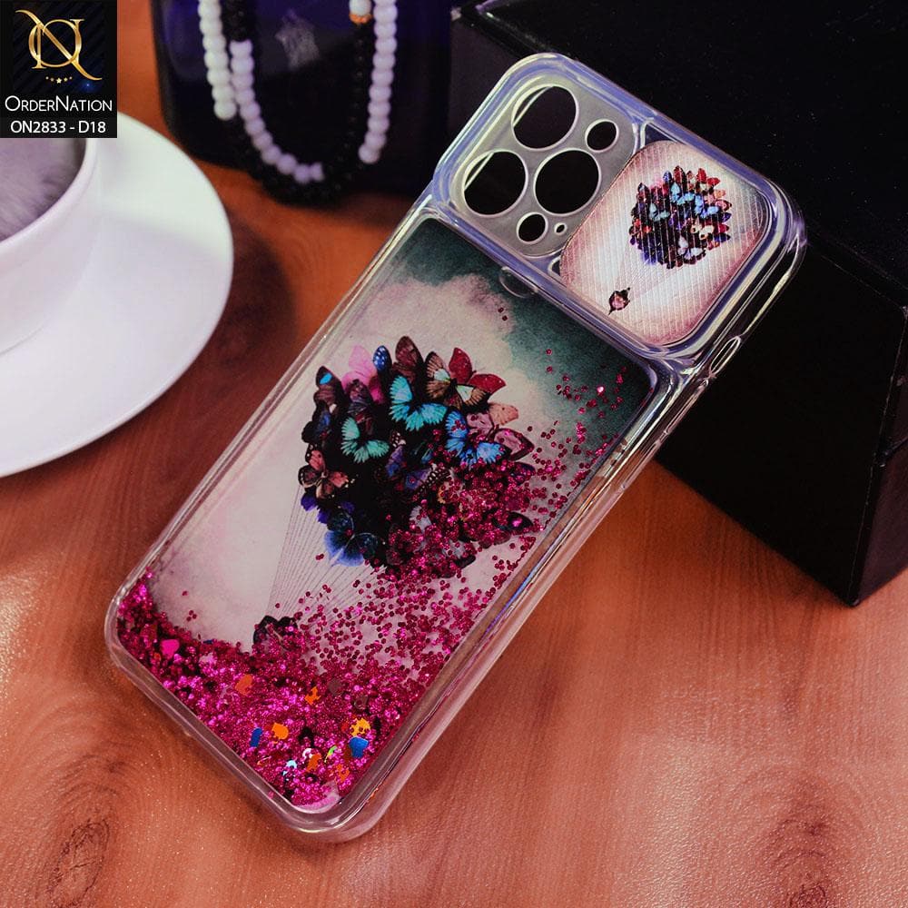 iPhone 12 Pro Max Cover - Design 18 - Moving Liquid Glitter Camera Slide Protection Case