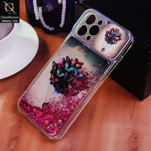 iPhone 12 Pro Max Cover - Design 18 - Moving Liquid Glitter Camera Slide Protection Case
