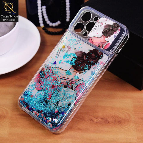 iPhone 12 Pro Max Cover - Design 1 - Moving Liquid Glitter Camera Slide Protection Case