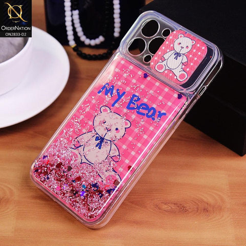 iPhone 12 Pro Max Cover - Design 2 - Moving Liquid Glitter Camera Slide Protection Case