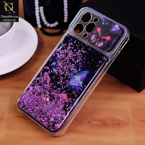 iPhone 12 Pro Max Cover - Design 6 - Moving Liquid Glitter Camera Slide Protection Case
