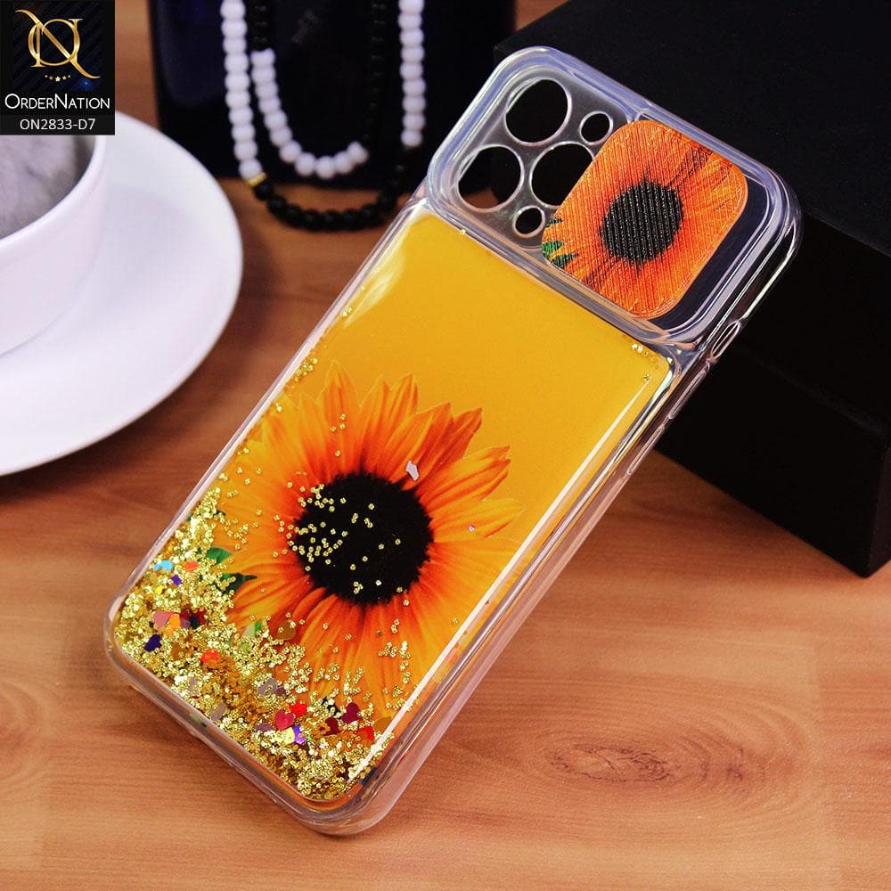 iPhone 12 Pro Max Cover - Design 7 - Moving Liquid Glitter Camera Slide Protection Case