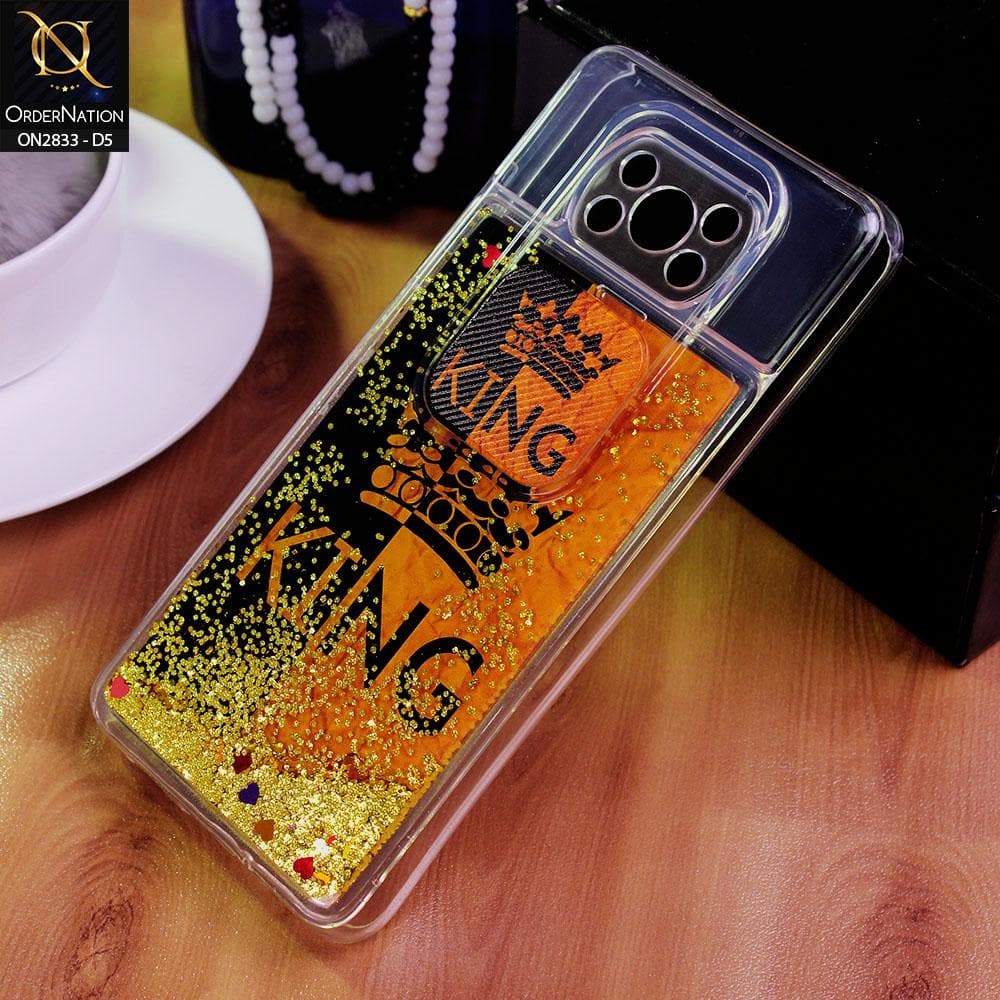 Xiaomi Poco X3 Pro Cover - Design 5 - Moving Liquid Glitter Camera Slide Protection Case