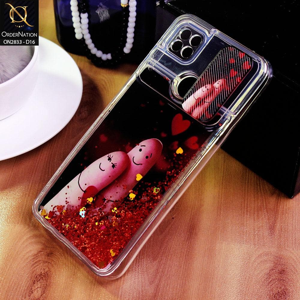 Xiaomi Redmi 9C Cover - Design 16 - Moving Liquid Glitter Camera Slide Protection Case