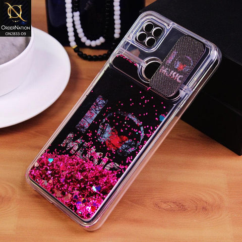 Xiaomi Redmi 9C Cover - Design 9 - Moving Liquid Glitter Camera Slide Protection Case