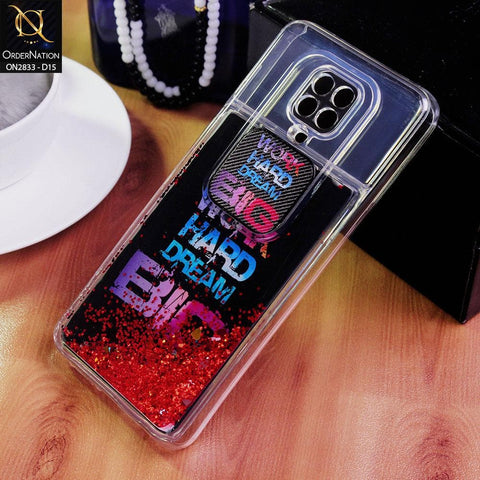 Xiaomi Redmi Note 9 Pro Cover - Design 15 - Moving Liquid Glitter Camera Slide Protection Case
