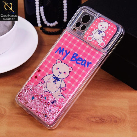 Vivo V20 Cover - Design 2 - Moving Liquid Glitter Camera Slide Protection Case