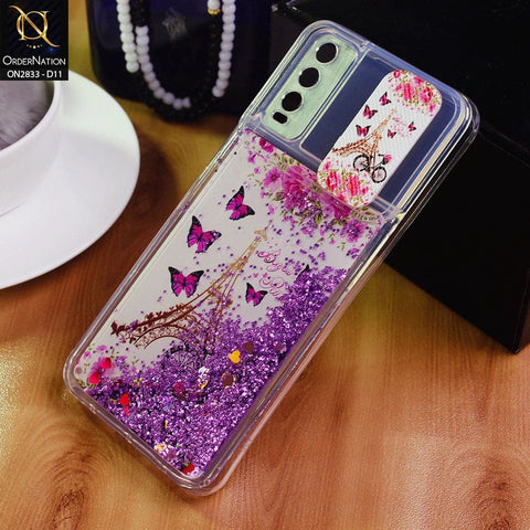 Vivo Y20i Cover - Design 11 - Moving Liquid Glitter Camera Slide Protection Case