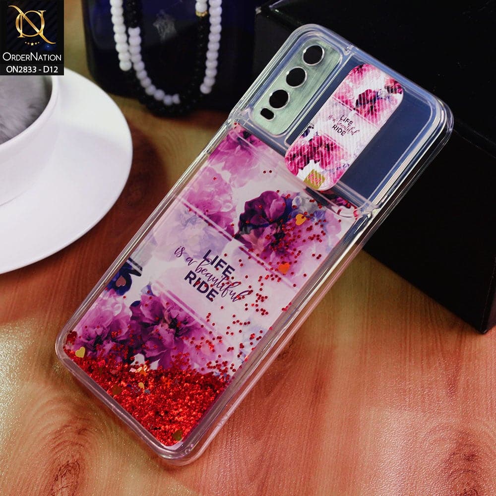 Oppo Reno 4 Lite Cover - Design 12 - Moving Liquid Glitter Camera Slide Protection Case