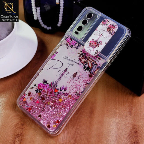 Vivo Y12a Cover - Design 13 - Moving Liquid Glitter Camera Slide Protection Case