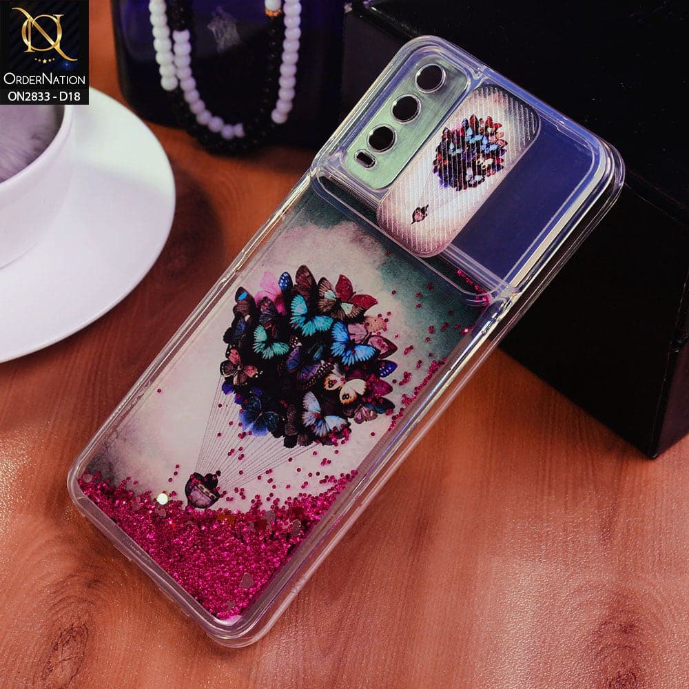 Oppo Reno 4 Lite Cover - Design 18 - Moving Liquid Glitter Camera Slide Protection Case