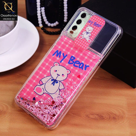 Vivo Y20s Cover - Design 2 - Moving Liquid Glitter Camera Slide Protection Case