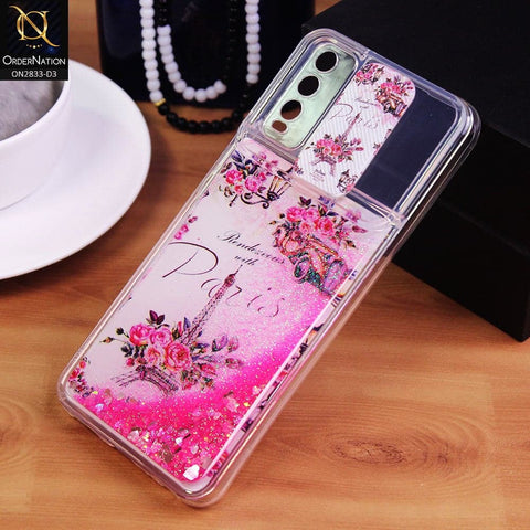 Vivo Y20i Cover - Design 3 - Moving Liquid Glitter Camera Slide Protection Case