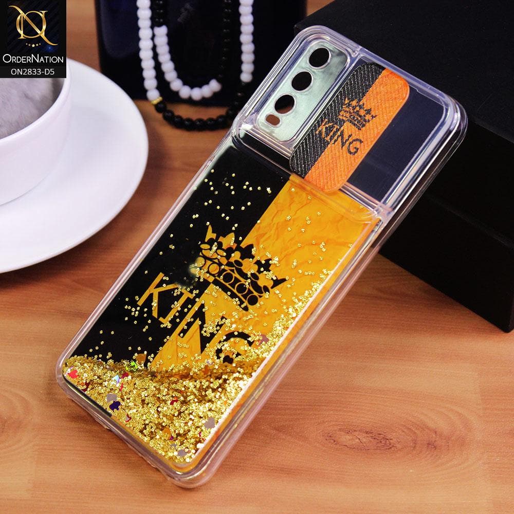 Vivo Y20A Cover - Design 5 - Moving Liquid Glitter Camera Slide Protection Case