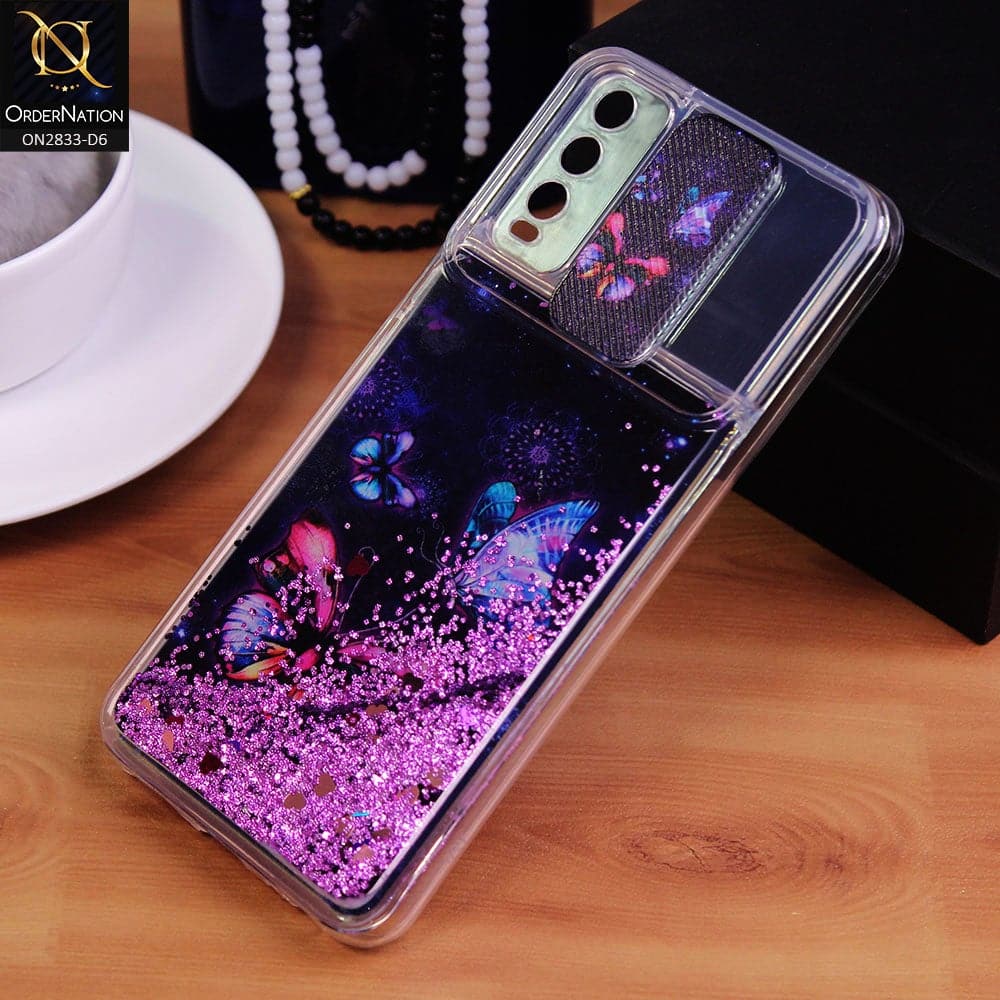 Vivo Y11s Cover - Design 6 - Moving Liquid Glitter Camera Slide Protection Case