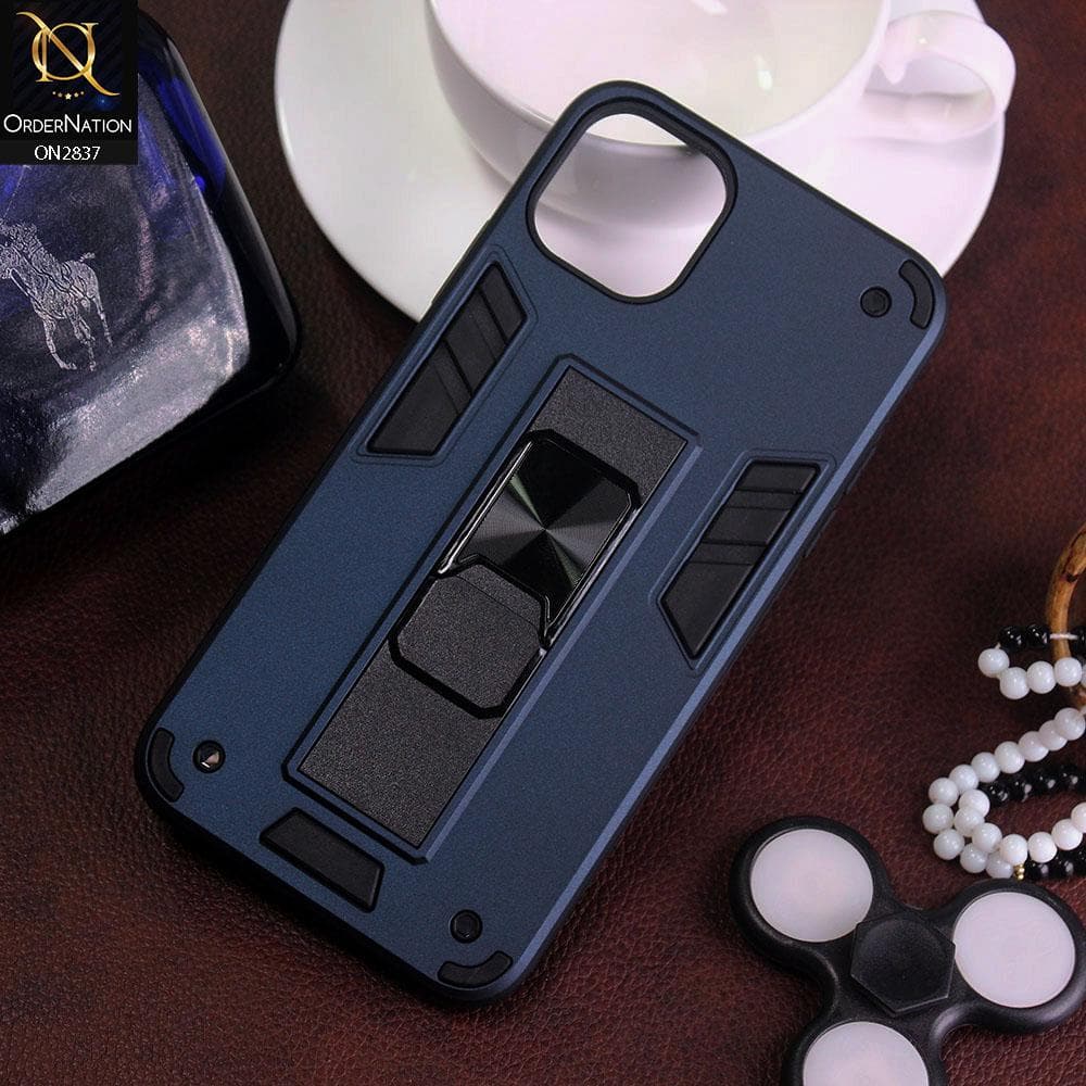 iPhone 11 Pro Cover - Blue - Heavy Duty Hybrid 2 in 1 Kick Stand Soft Protective Case