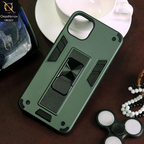 iPhone 12 Cover - Green - Heavy Duty Hybrid 2 in 1 Kick Stand Soft Protective Case
