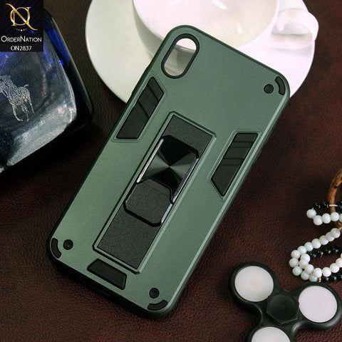iPhone XS / X Cover - Green - Heavy Duty Hybrid 2 in 1 Kick Stand Soft Protective Case