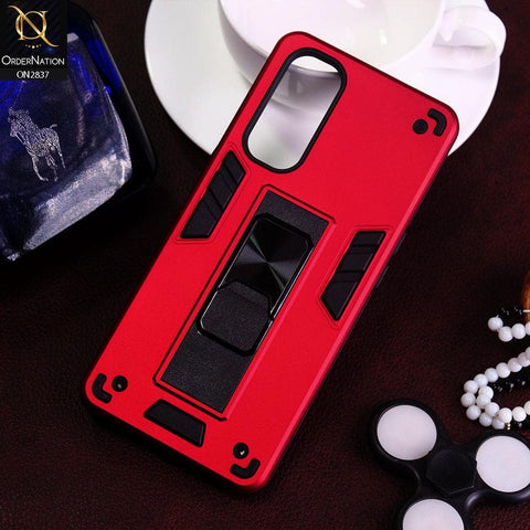 Oppo Reno 4 Pro Cover - Red - Heavy Duty Hybrid 2 in 1 Kick Stand Soft Protective Case