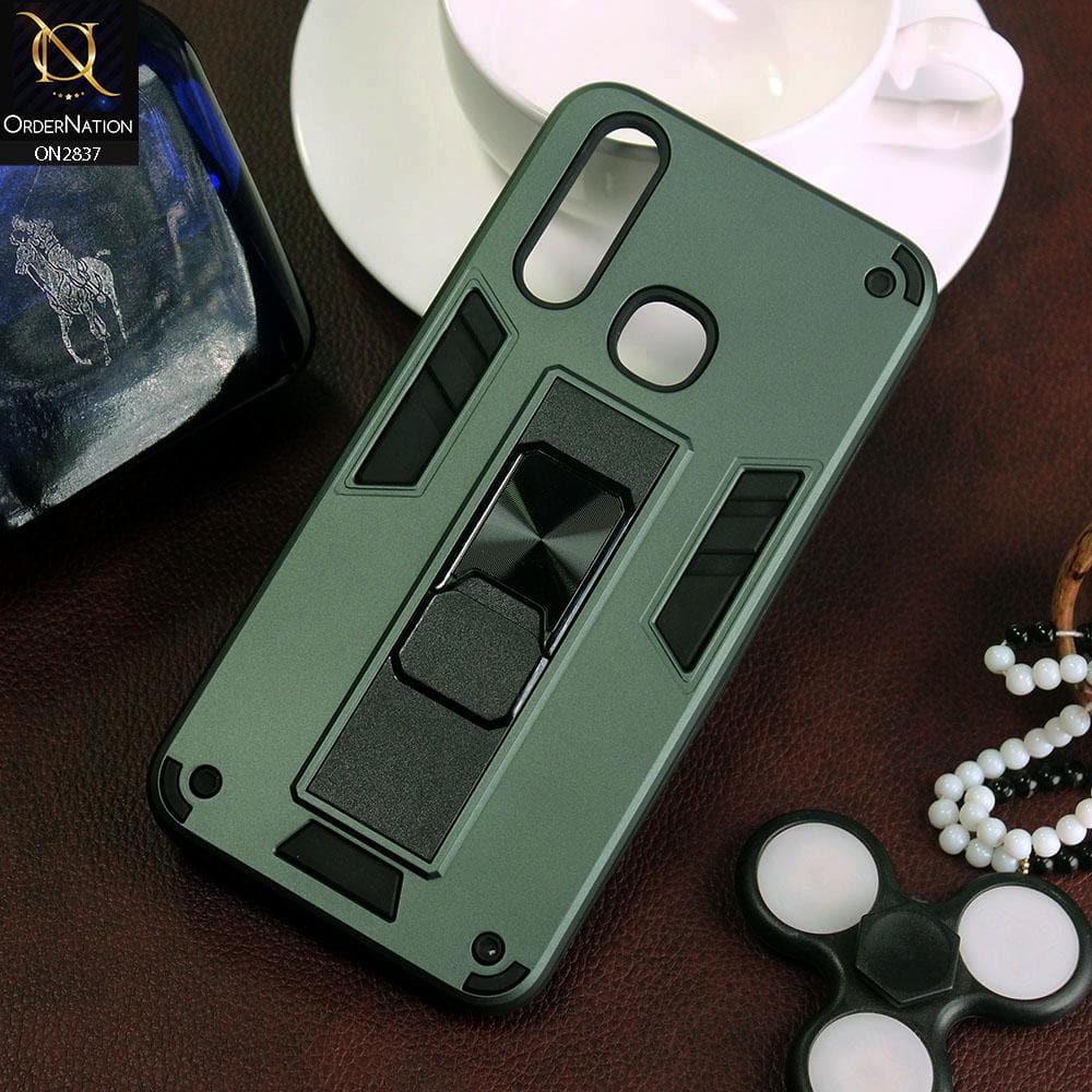 Vivo Y12 Cover - Green - Heavy Duty Hybrid 2 in 1 Kick Stand Soft Protective Case