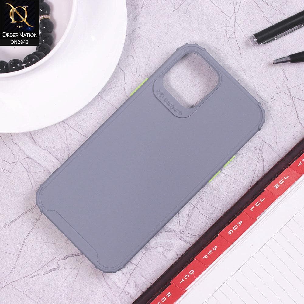 iPhone 12 Pro Cover - Gray - 3D Camera Soft Silicon Protective Case