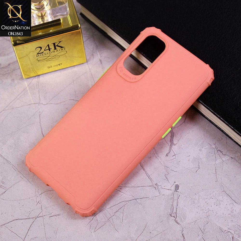 Oppo Reno 4 Cover - Peach - 3D Camera Soft Silicon Protective Case