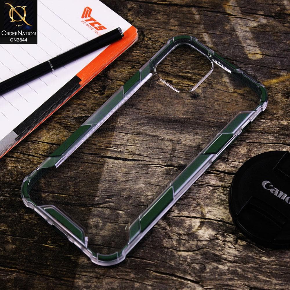 iPhone 11 Cover - Green - New Style Hybrid Soft Bumper Transparent Case