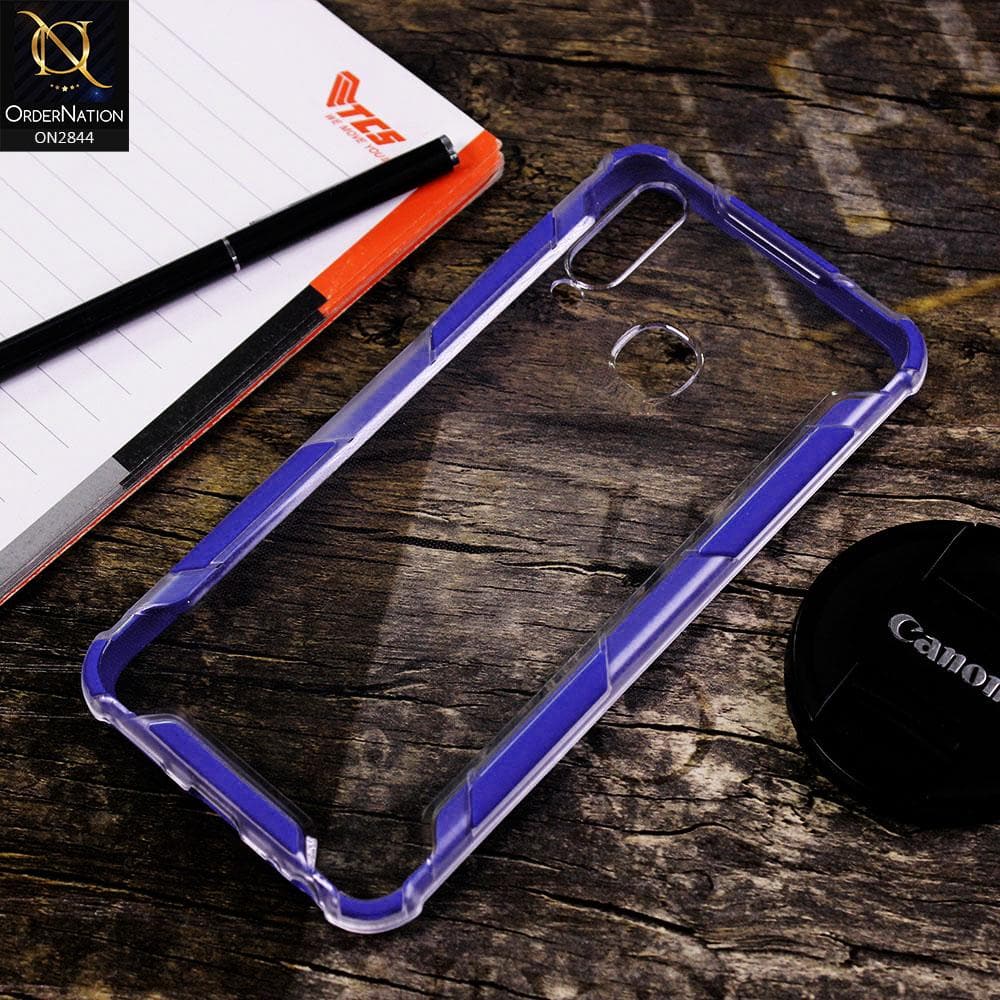 Vivo Y12 Cover - Blue - New Style Hybrid Soft Bumper Transparent Case