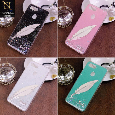 Vivo Y11 2019 Cover - White - Rhinestone Stylish Feather Soft Glitter Case - Glitter Does Not Move