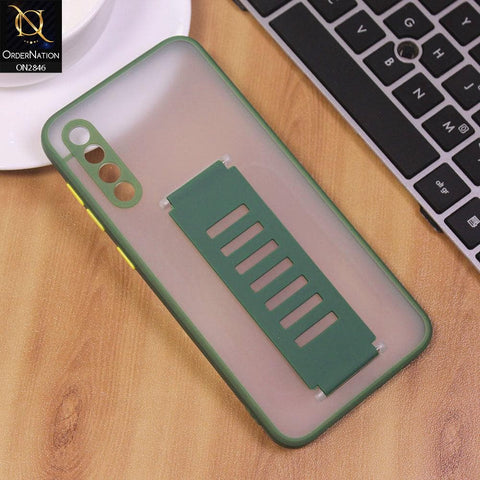 Samsung Galaxy A30s Cover - Green - Semi Tranparent Soft Borders Matte Hard PC with Grip Holder Camera Protection Case