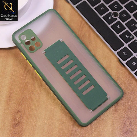 Samsung Galaxy A51 Cover - Green - Semi Tranparent Soft Borders Matte Hard PC with Grip Holder Camera Protection Case