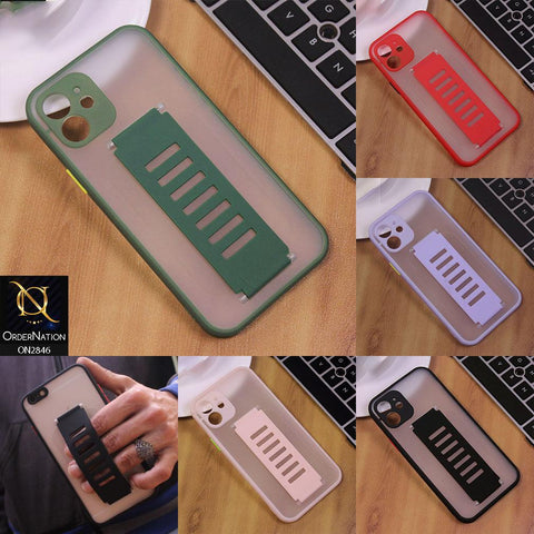 Samsung Galaxy A51 Cover - Green - Semi Tranparent Soft Borders Matte Hard PC with Grip Holder Camera Protection Case