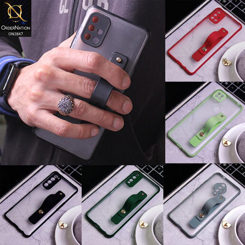 Oppo Reno 4 Cover - Red - Semi Tranparent Soft Borders Matte Hard PC with Grip Holder Camera Protection Case